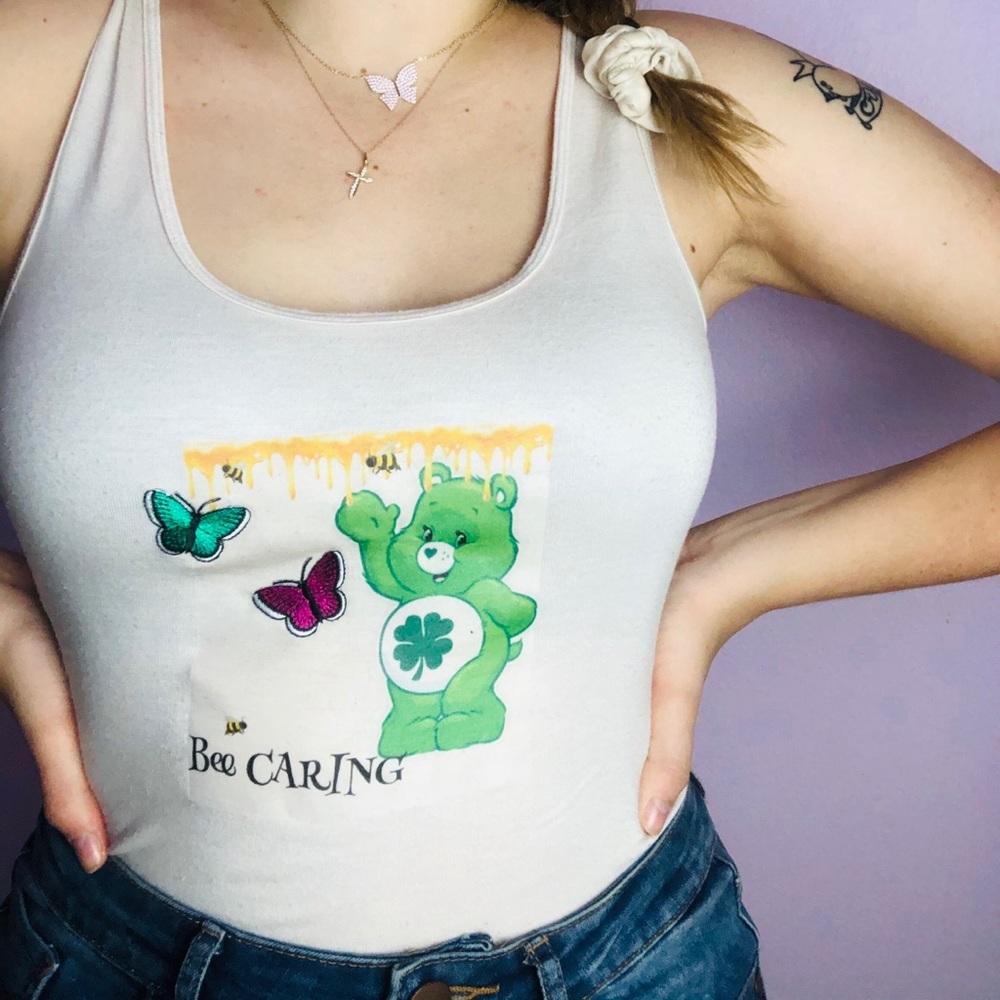 care bear bee caring custom tank top 🌈
